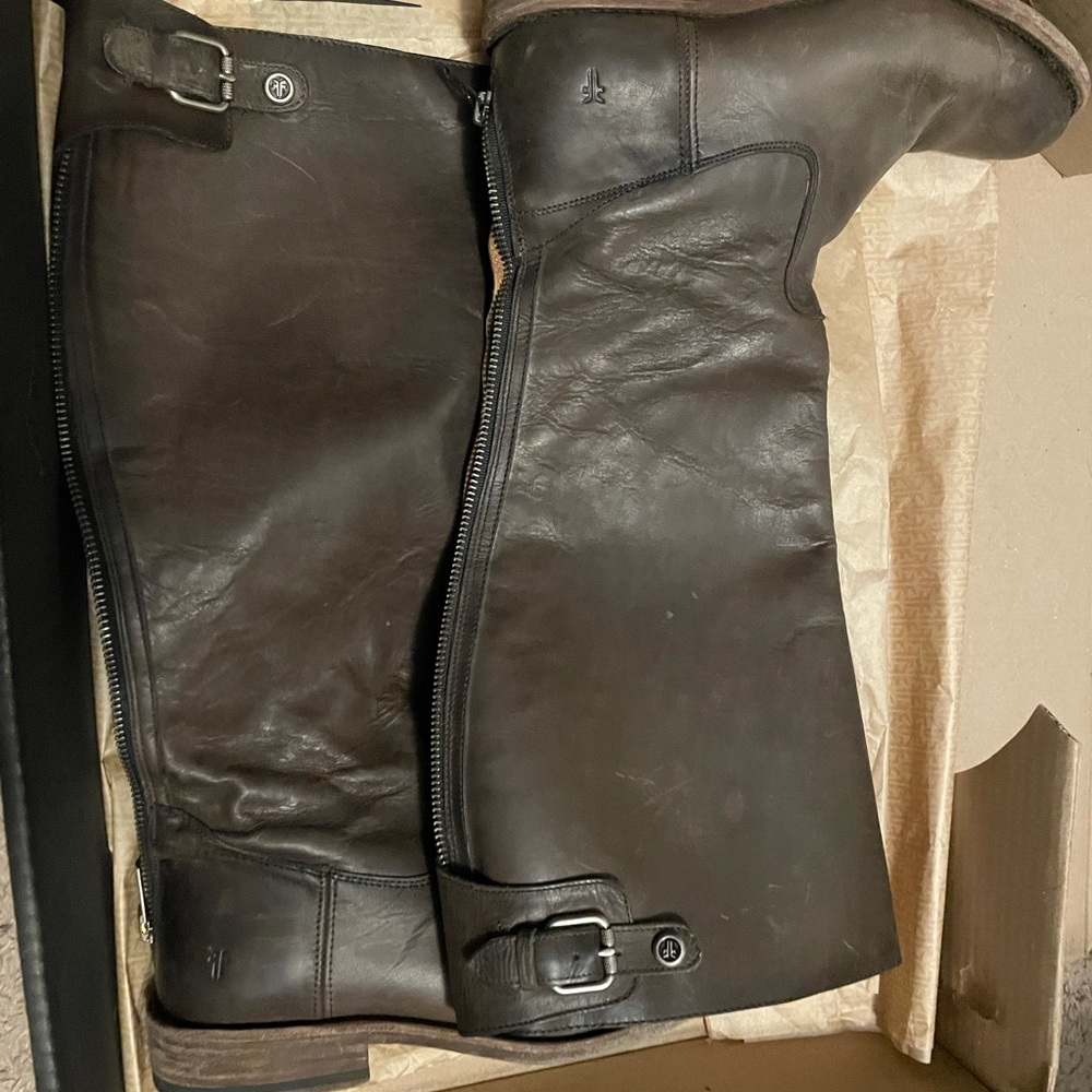 FRYE JAYDEN Buckle Back Zip Brown size 8